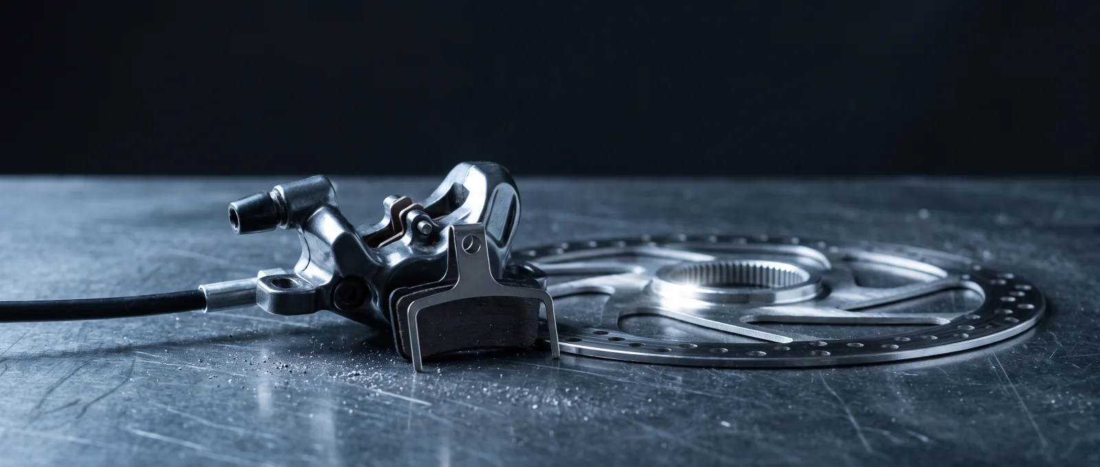 Bremssattel mit Bremsscheibe und neuen Belägen — KI-generiert